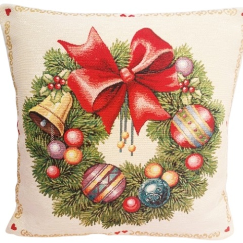 Poszewka gobelinowa świąteczna prztykana złotą nitką 45x45